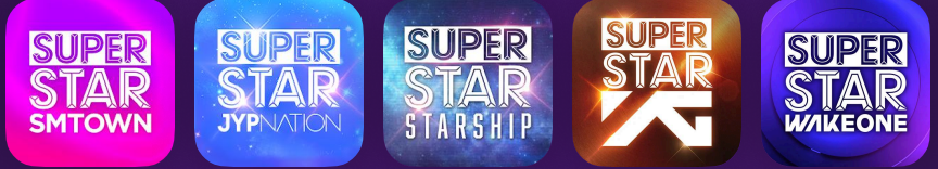 SUPERSTAR SMTOWN, JYPNATION, STARSHIP, YG, WAKEONE 앱 아이콘